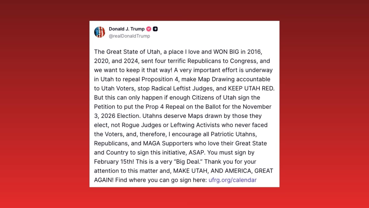 Utah Prop 4 repeal update: Campaign slips more; Trump bump TBD Post feature image