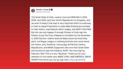 Utah Prop 4 repeal update: Campaign slips more; Trump bump TBD